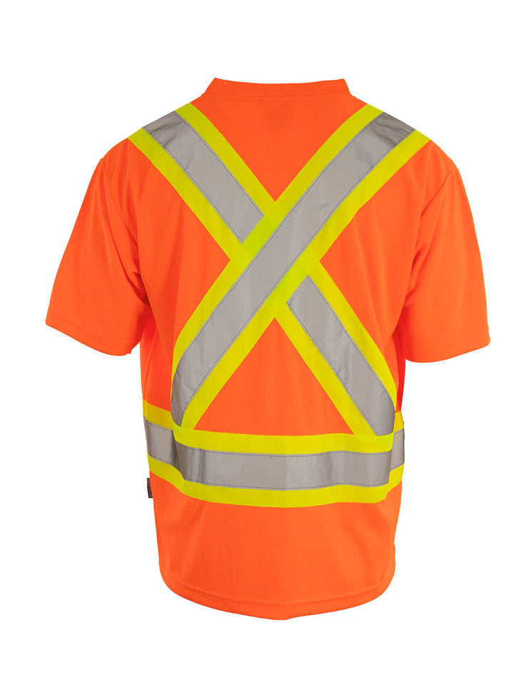 Hi Vis V-Neck Short Sleeve Safety Tee Shirt