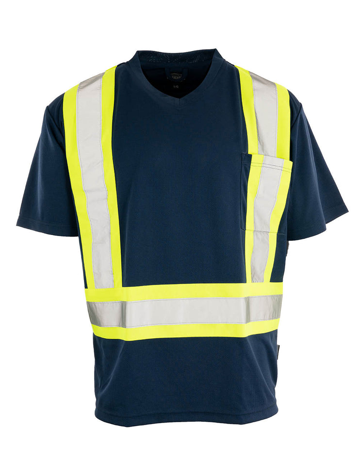 Hi Vis V Neck Short Sleeve Safety Tee Shirt Forcefield Canada Hi Vis Workwear and Safety Gloves