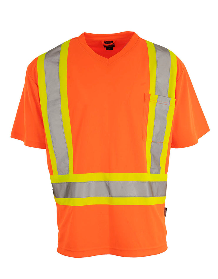 Hi Vis V-Neck Short Sleeve Safety Tee Shirt