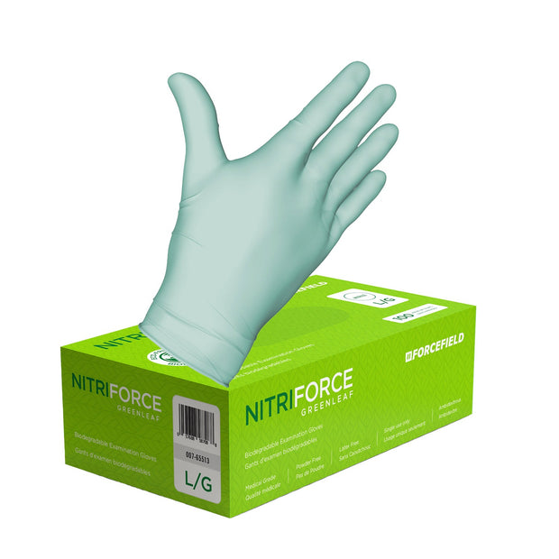 Gants d'examen jetables biodégradables Nitriforce Greenleaf (boîte de 1 000 gants)