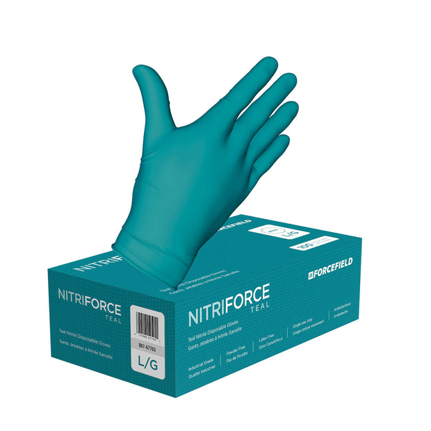 Gants jetables en nitrile bleu sarcelle NitriForce (boîte de 1 000 gants)