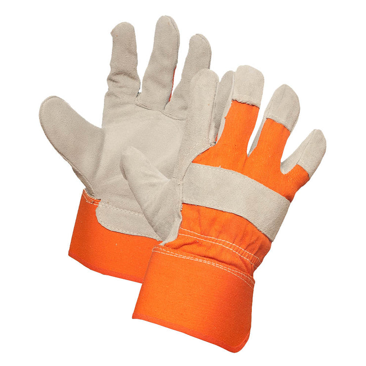 Gants de travail en cuir fendu orange de qualité supérieure « Sureguard »