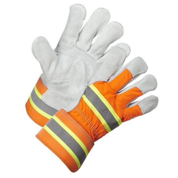 Gants de travail en cuir fendu haute visibilité, lot de 2