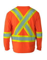 Hi Vis V-Neck Long Sleeve Safety Tee with Chest Pocket