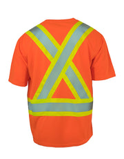 Hi Vis Crew Neck Short Sleeve Safety Tee Shirt with Chest Pocket