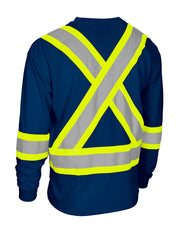 Hi Vis Crew Neck Long Sleeve Safety Tee with Chest Pocket