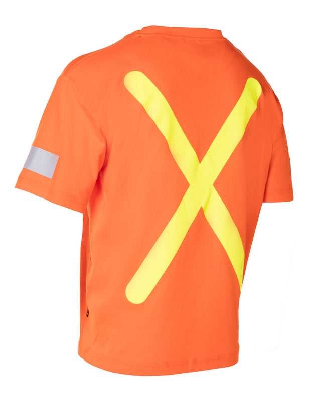 Retro Safety Cotton Short Sleeve Tee With Reflective Arm Striping