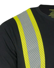 Athletic Fit Hi Vis Crew Neck Short Sleeve Safety Tee Shirt with Segmented Reflective Tape