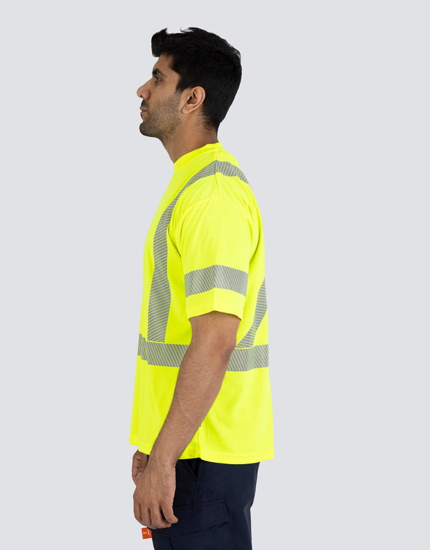 T-shirt technique ultra-doux à manches courtes et col ras du cou Hi Vis Lime