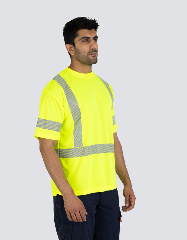 T-shirt technique ultra-doux à manches courtes et col ras du cou Hi Vis Lime