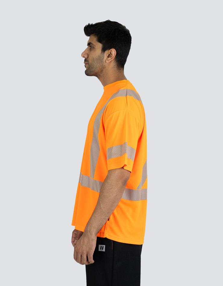 T-shirt technique ultra-doux à manches courtes et col ras du cou haute visibilité orange