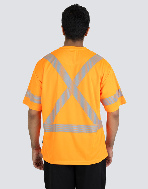 T-shirt technique ultra-doux à manches courtes et col ras du cou haute visibilité orange