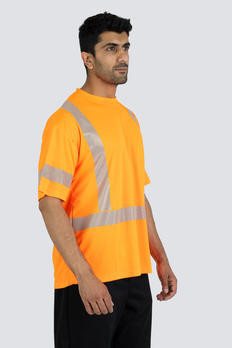 T-shirt technique ultra-doux à manches courtes et col ras du cou haute visibilité orange