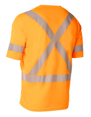 T-shirt technique ultra-doux à manches courtes et col ras du cou haute visibilité orange