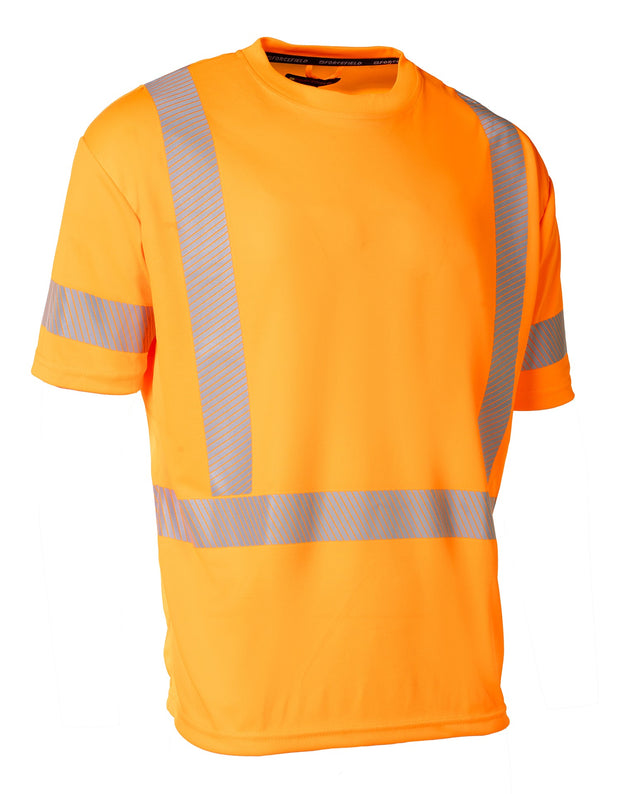 T-shirt technique ultra-doux à manches courtes et col ras du cou haute visibilité orange