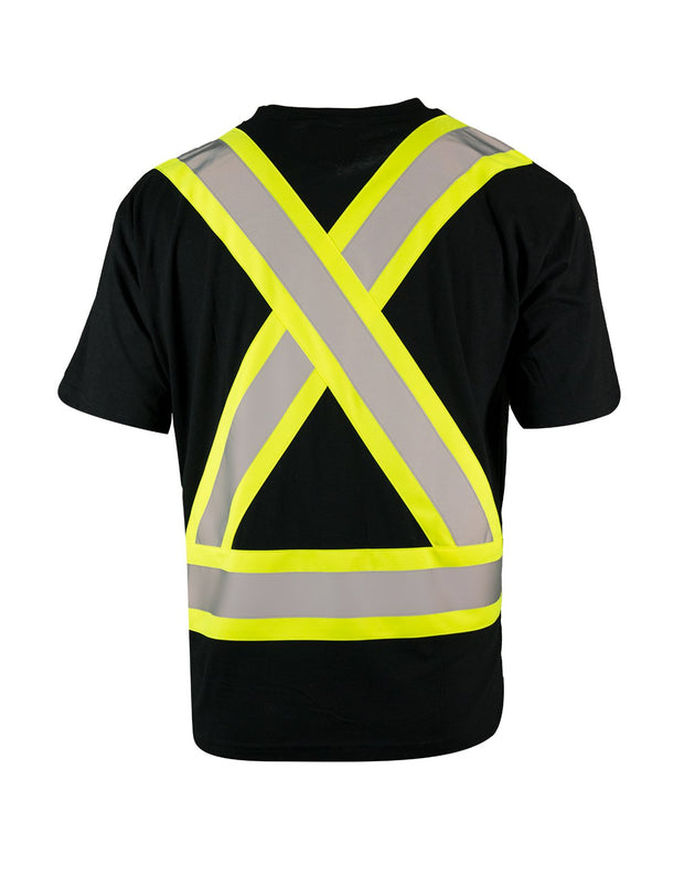 Hi Vis Crew Neck Short Sleeve Safety Tee Shirt with Chest Pocket