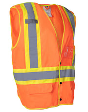 Hi Vis Traffic Safety Vest, Tricot Polyester - XXL/XXXL