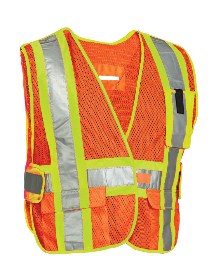 5-Point Tear-away Hi Vis Mesh Traffic Safety Vest, One-Size