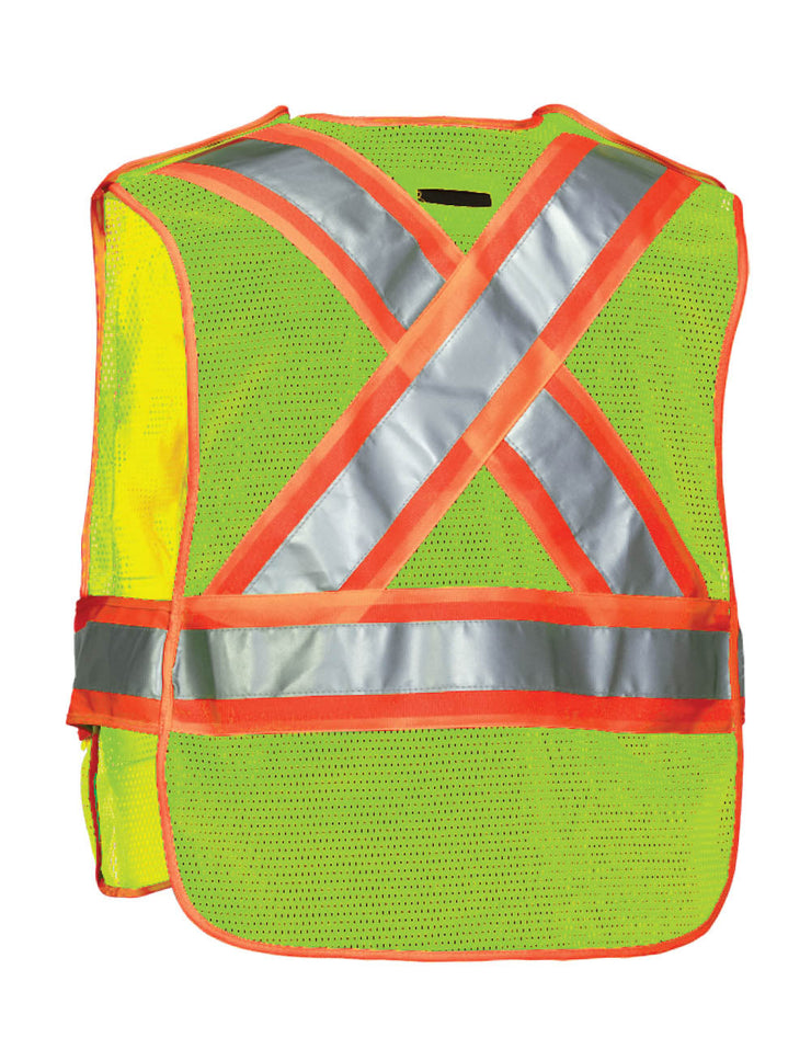 5-Point Tear-away Hi Vis Mesh Traffic Safety Vest, One-Size