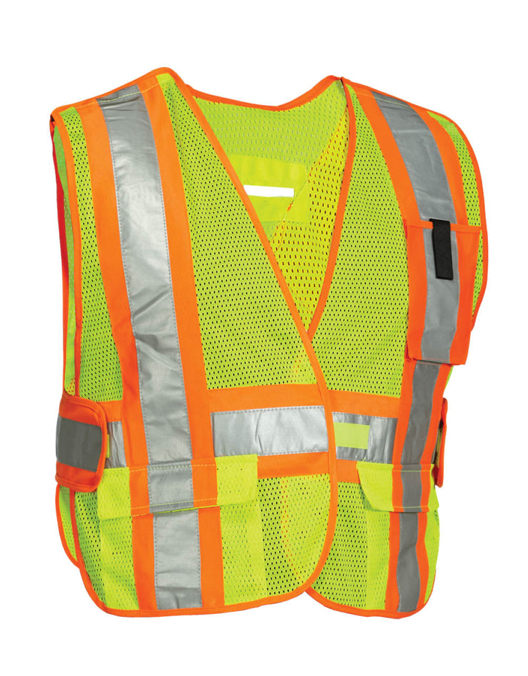 5-Point Tear-away Hi Vis Mesh Traffic Safety Vest, One-Size