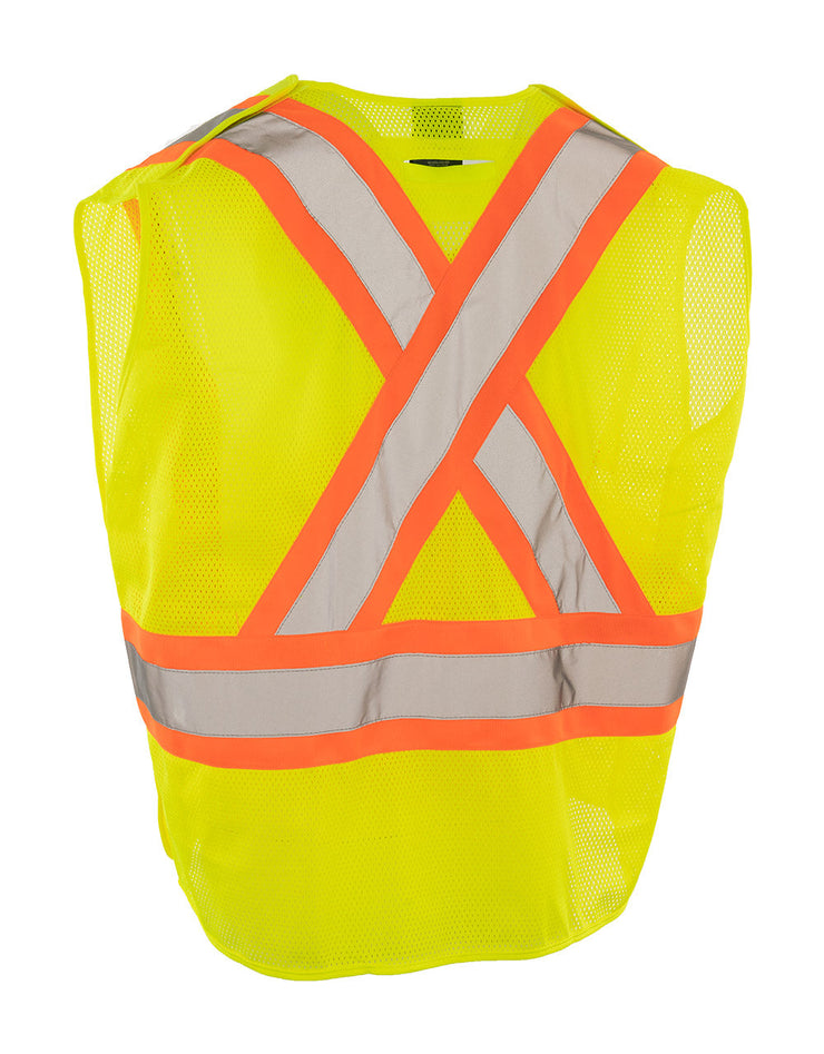 5-Point Tear-away Hi Vis Mesh Traffic Safety Vest, 3 Sizes