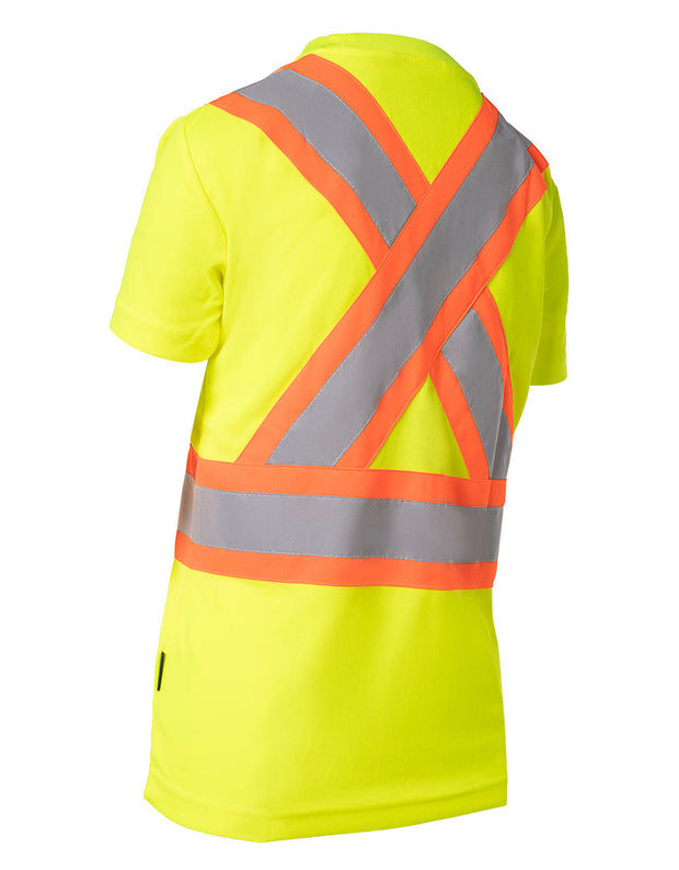 Women's Hi Vis Crew Neck Short Sleeve Safety Tee Shirt with Chest Pocket