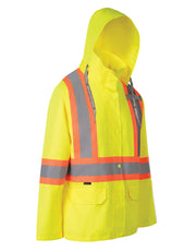 Veste de pluie de sécurité haute visibilité pour femme avec capuche amovible