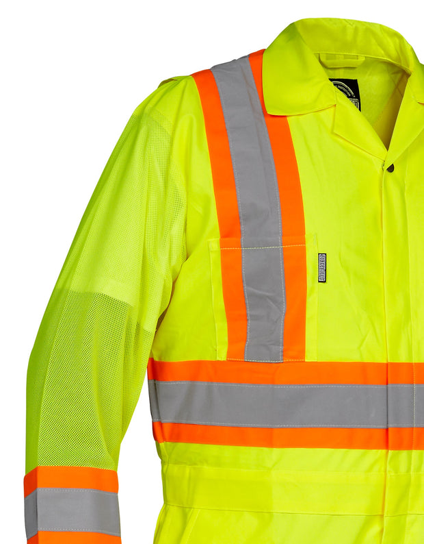 Hi Vis Safety Flagger's Coverall, Unlined