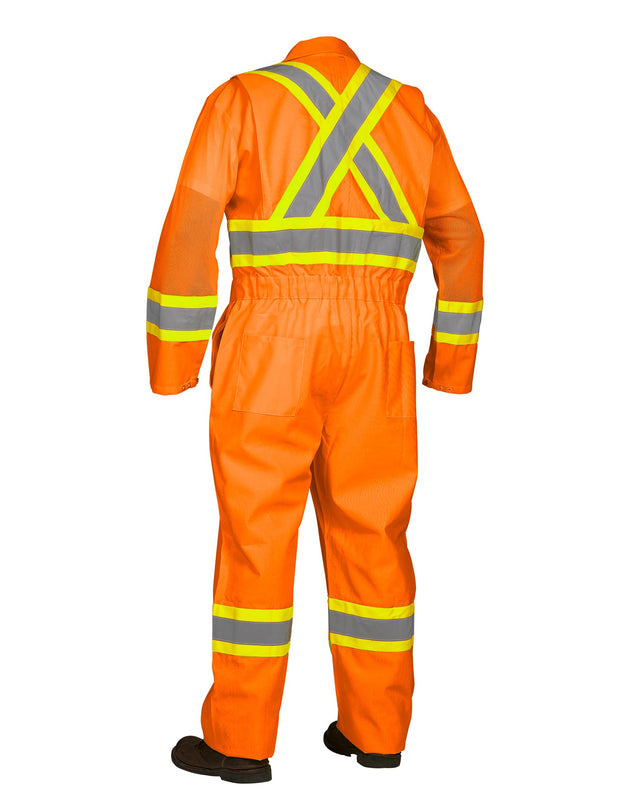 Hi Vis Safety Flagger's Coverall, Unlined