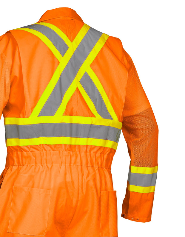 Hi Vis Safety Flagger's Coverall, Unlined