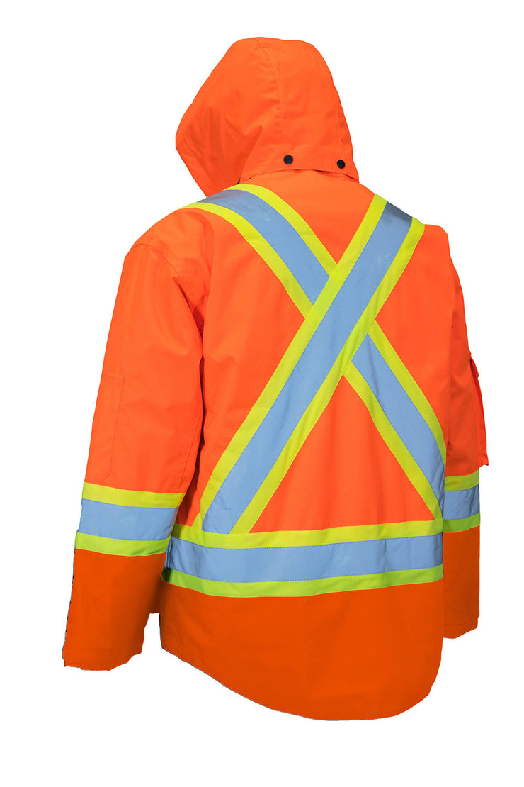 Parka de sécurité haute visibilité 4 en 1 entièrement orange