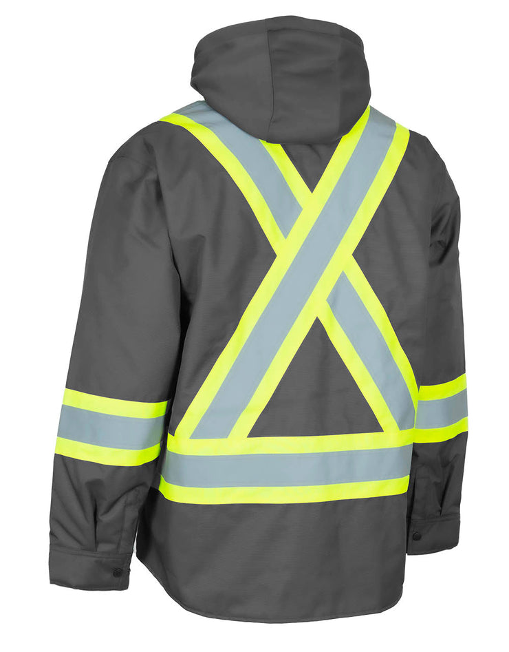 Hi-Vis Hoodie Shacket With Detachable Hood