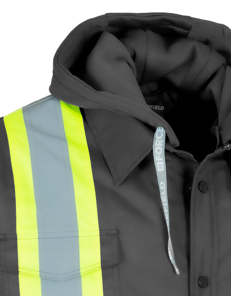 Hi-Vis Hoodie Shacket With Detachable Hood