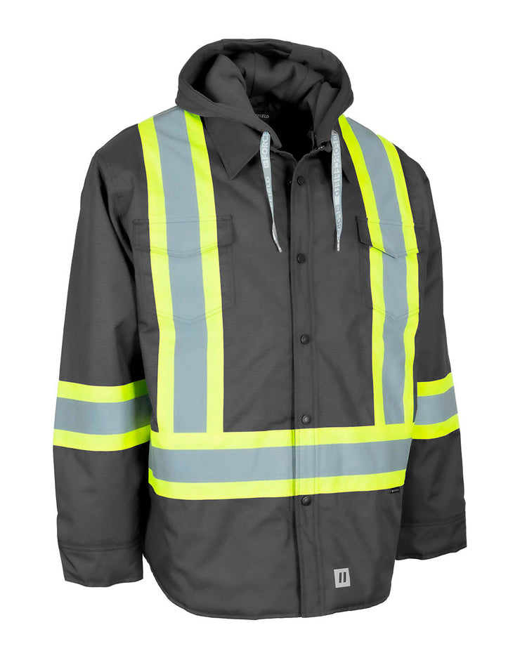 Hi-Vis Hoodie Shacket With Detachable Hood