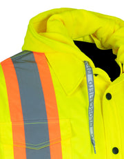 Hi-Vis Hoodie Shacket With Detachable Hood