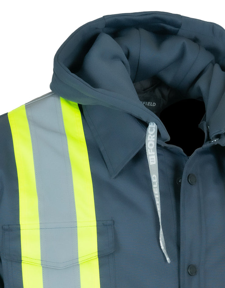 Hi-Vis Hoodie Shacket With Detachable Hood