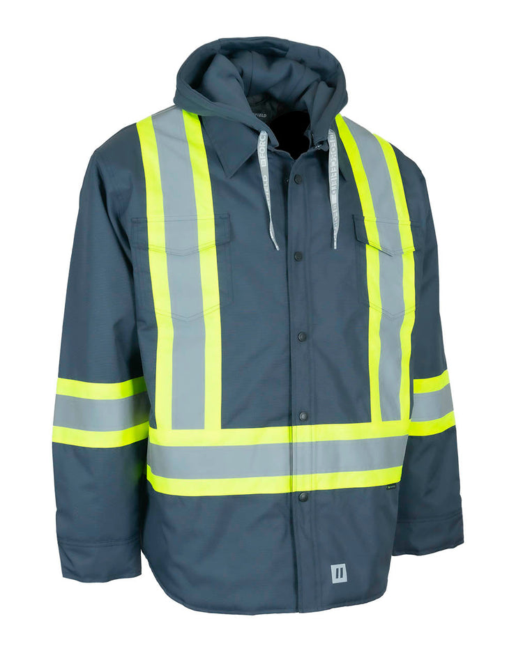 Hi-Vis Hoodie Shacket With Detachable Hood