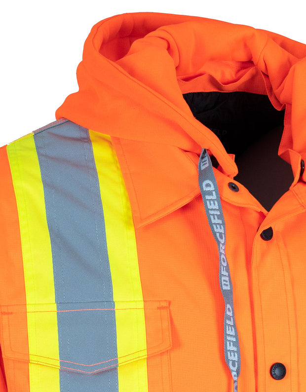 Hi-Vis Hoodie Shacket With Detachable Hood