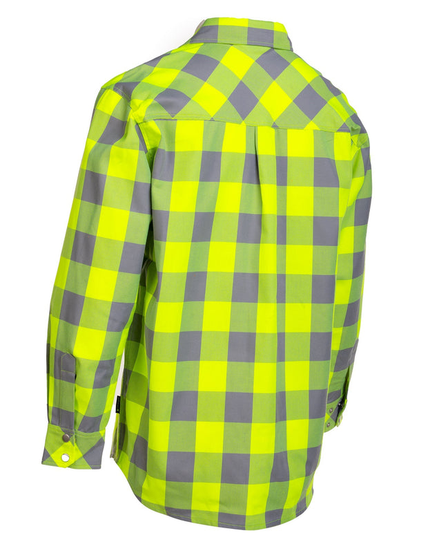 Chemise en flanelle non doublée à carreaux de buffle haute visibilité citron vert