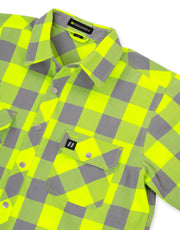 Chemise en flanelle non doublée à carreaux de buffle haute visibilité citron vert