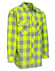 Chemise en flanelle non doublée à carreaux de buffle haute visibilité citron vert