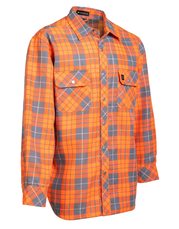 Chemise en flanelle non doublée à carreaux orange haute visibilité