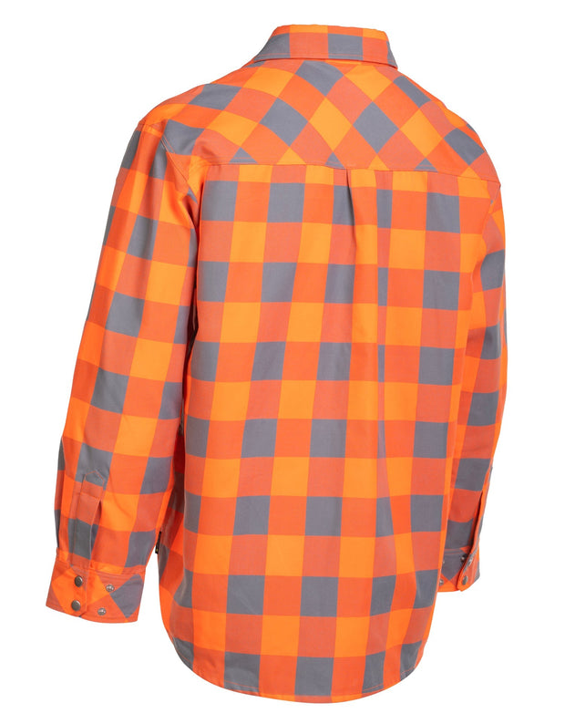 Chemise en flanelle non doublée à carreaux de buffle orange haute visibilité