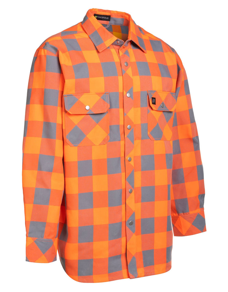 Chemise en flanelle non doublée à carreaux de buffle orange haute visibilité