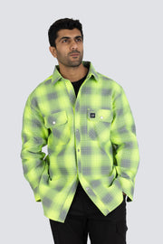 Hi Vis Grey Shadow Plaid Unlined Flannel Shirt