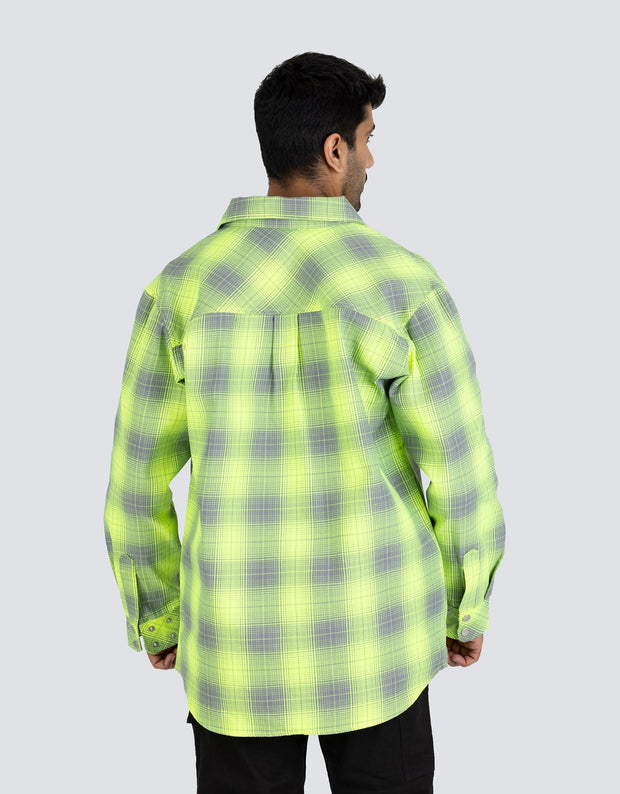 Hi Vis Grey Shadow Plaid Unlined Flannel Shirt