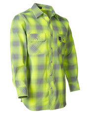 Hi Vis Grey Shadow Plaid Unlined Flannel Shirt