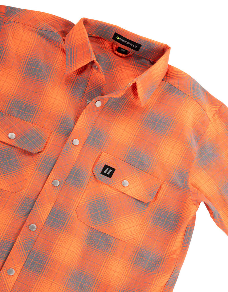 Chemise en flanelle non doublée à carreaux orange haute visibilité