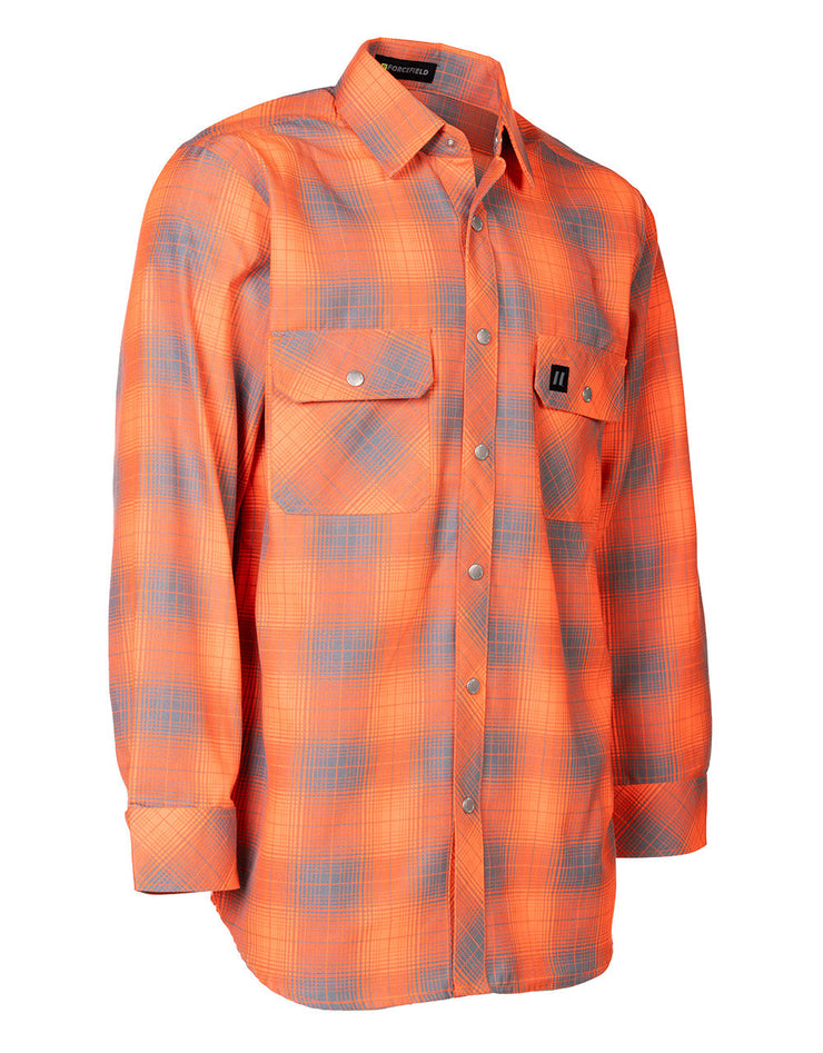 Chemise en flanelle non doublée à carreaux orange haute visibilité