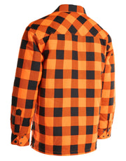 Hi Vis Orange/Black Buffalo Plaid Quilted Flannel Shirt Jacket